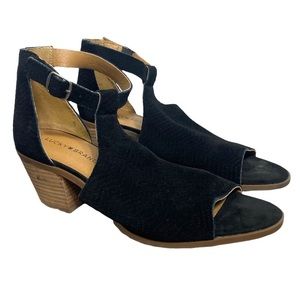 Lucky Brand Baxley Peep Toe Black Bootie Sandals
